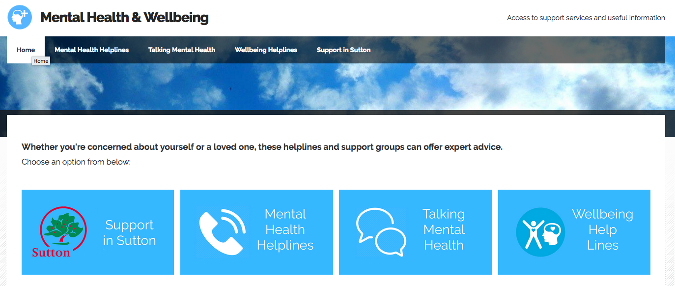 Mental Health and wellbeing page on Frog
