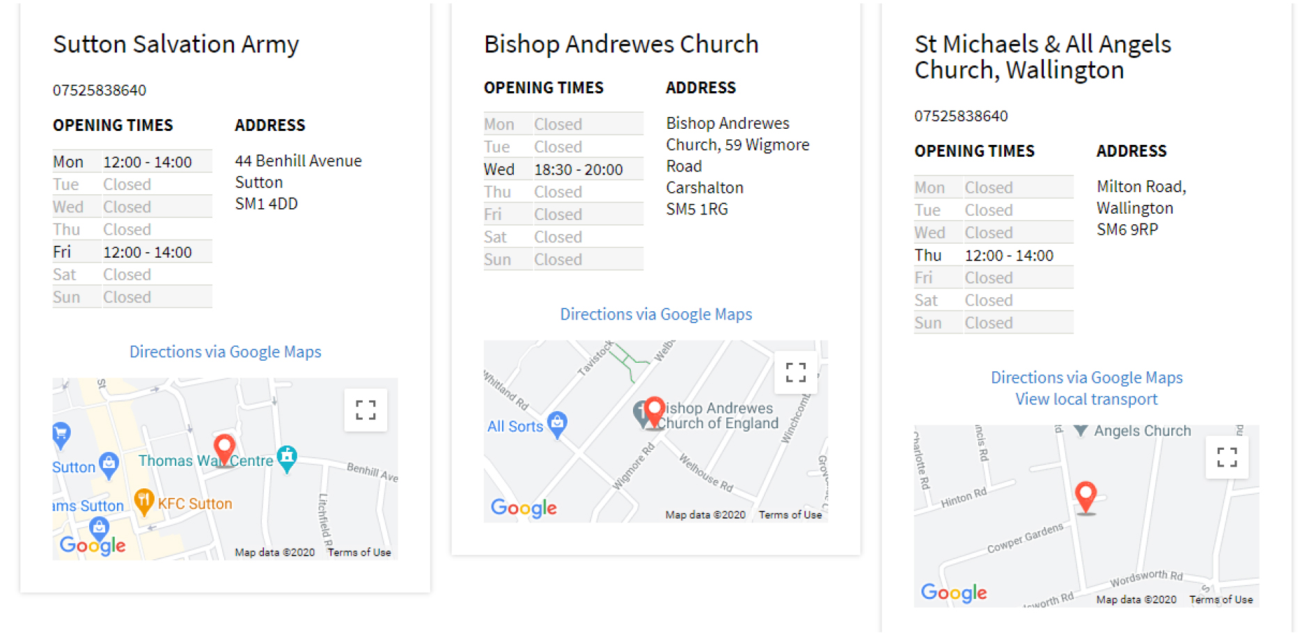 Picture of fliers for support from Sutton Salvation Army, Bishop Andrewes Church Carshalton, St Michaels and All Angels Chirch, wallington.